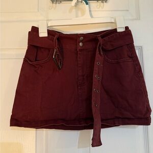 Tinseltown Deep Red Skirt with Buttons